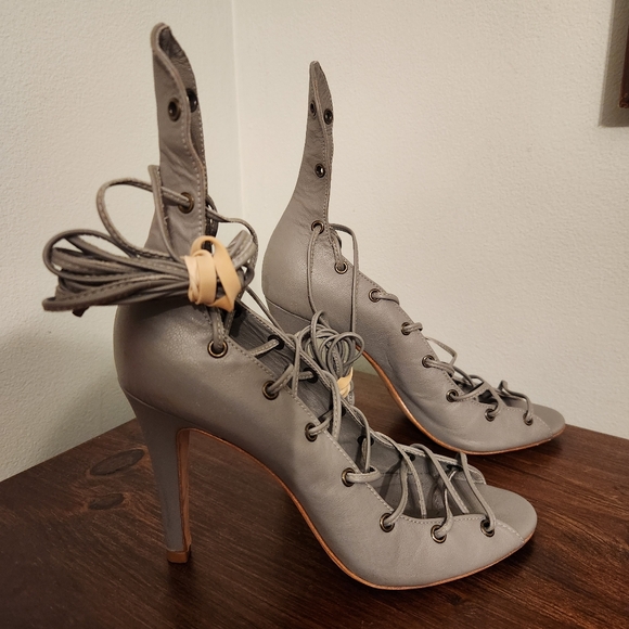 Zimmermann Lace Up Heels in Gray E.U. 37, U.S. 6.5 - Picture 10 of 16
